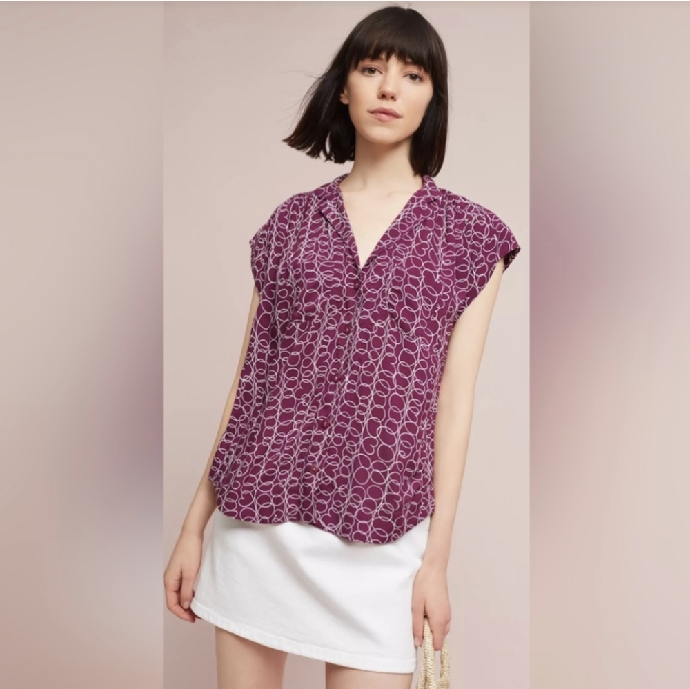 ANTHRO MAEVE RAFFINE PURPLE TOP
